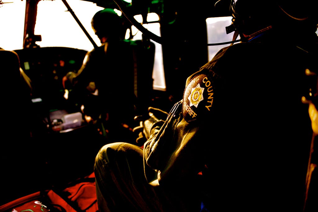 The inside of a Sheriff’s Office helicopter.