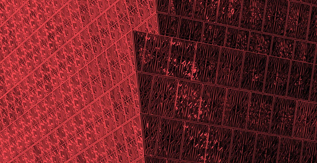 Close up of the National Museum of African American History and Culture, Washington, DC, USA overlaid with a red filter.