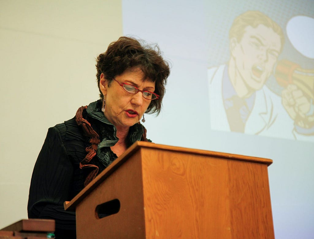 Sidonie Smith speaking at UW in 2017 as part of the Next Gen PhD project in the Department of English