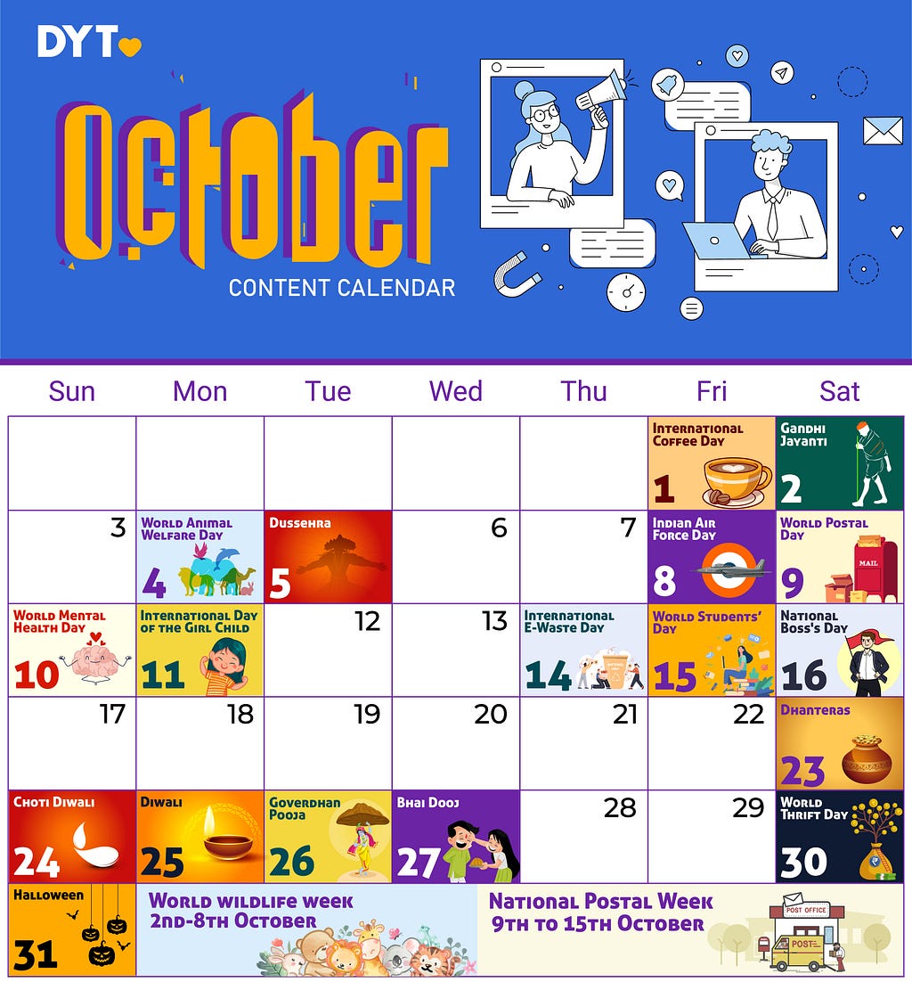 Content Calendar 2022 , October Content Ideas