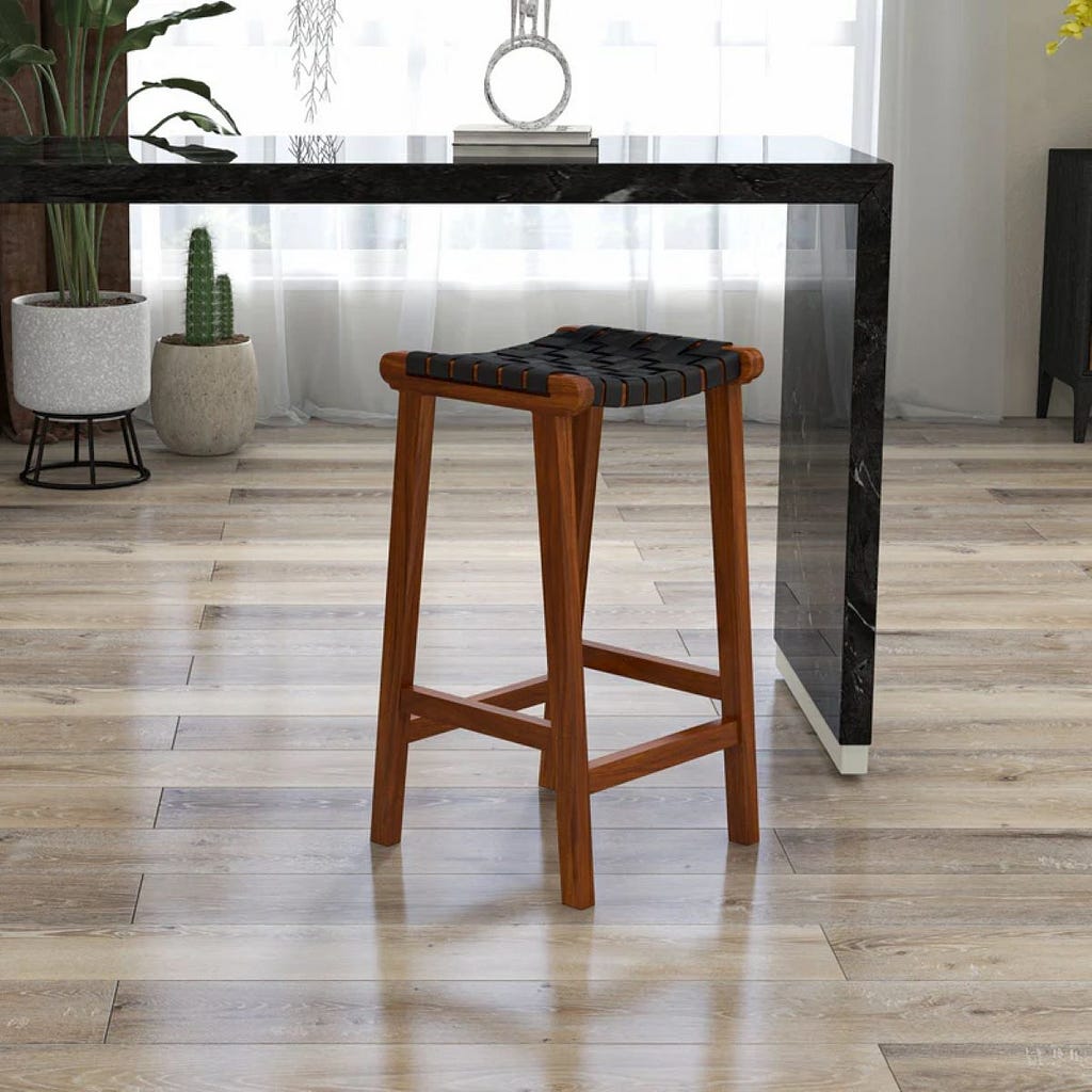 Andaman Bar Stool — Black Leather