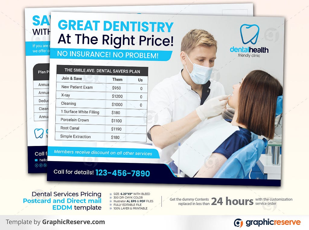 dental service pricing mailer