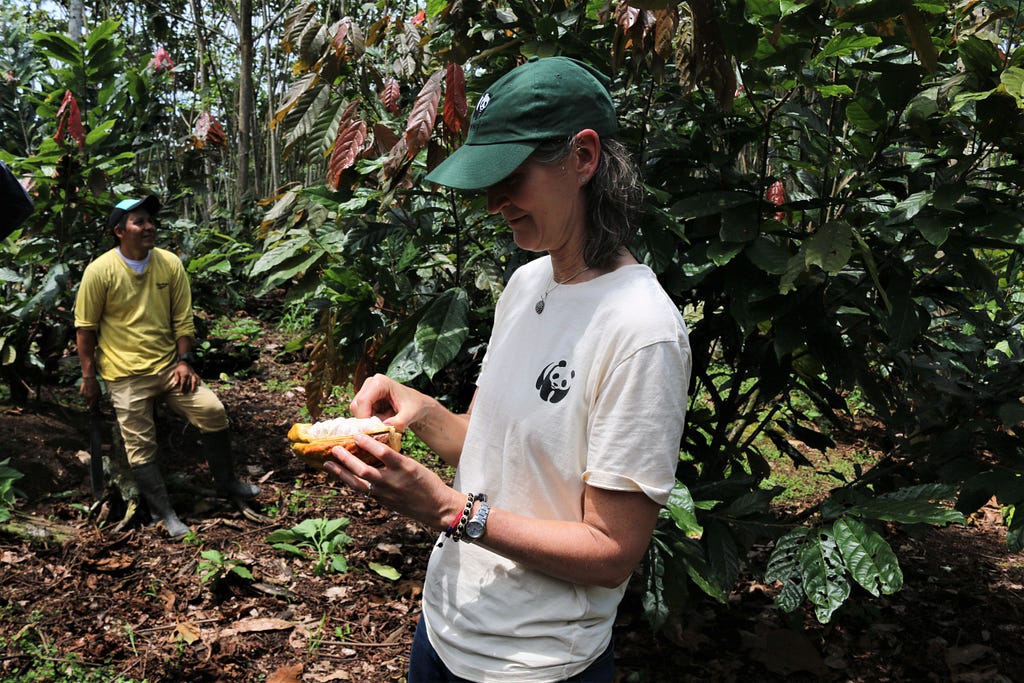 Fran Price, Global Forest Practice Lead, WWF, in the forest in northern Ecuador. © Óscar Luna / WWF-Ecuador