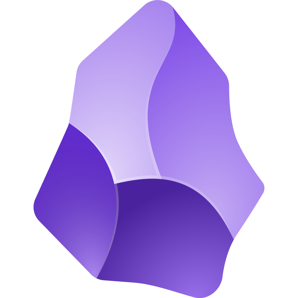 The logo of the Obsidian software as of June 2023. It depicts a purple stylized obsidian rock.