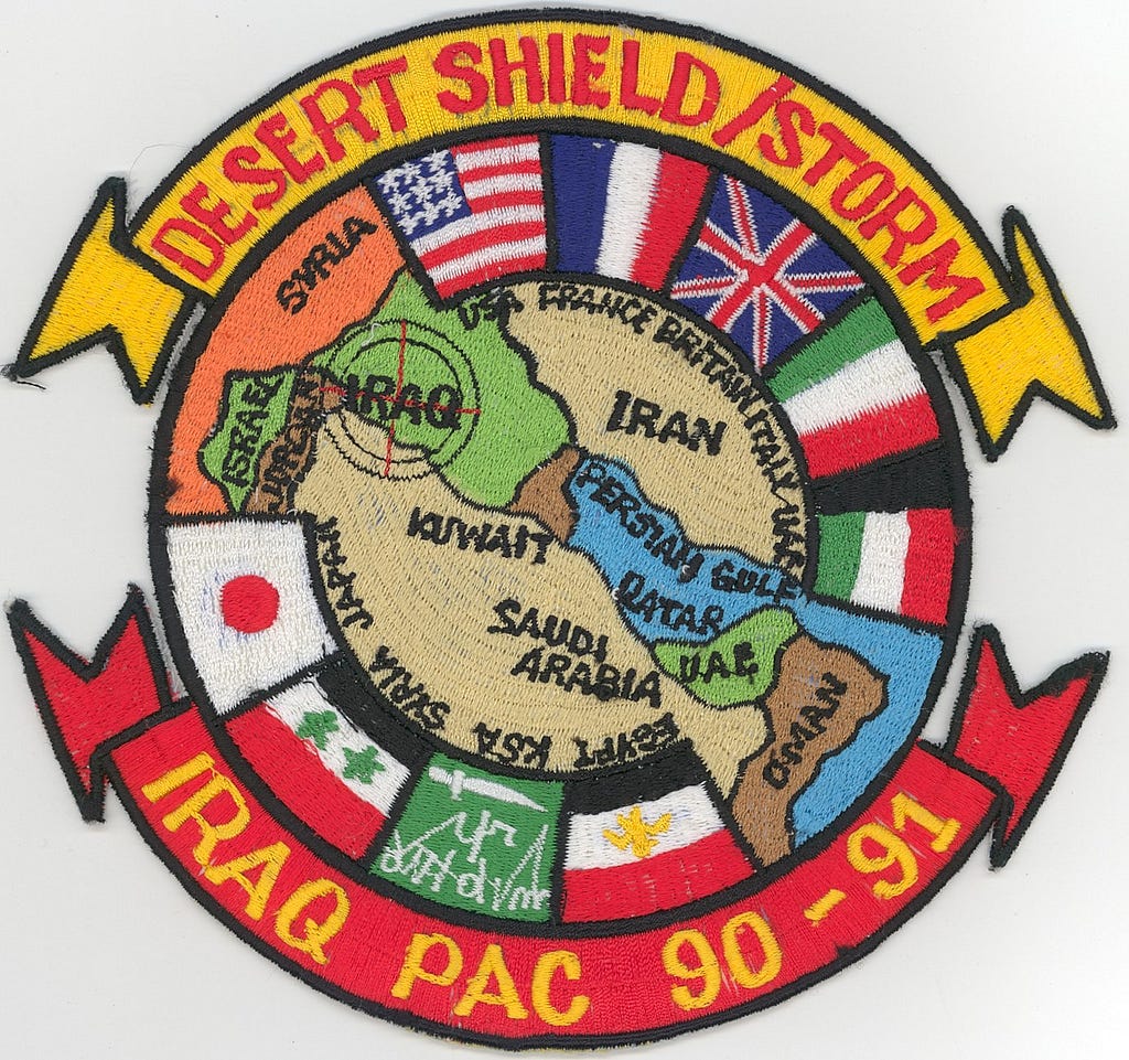 A colorful jacket patch worn by one of the US units monitoring seaborne commerce entering the Middle East during Operation Desert Shield (J. David Rogers)