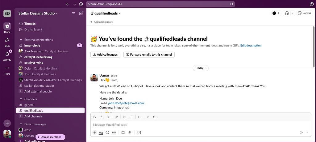 New messages in Slack