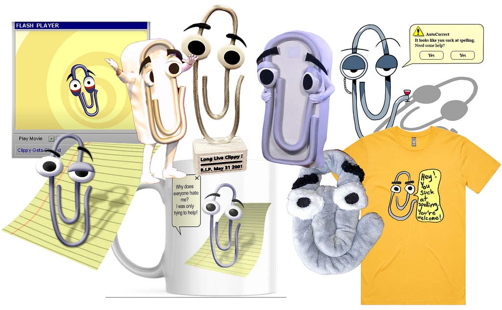 compilation of different fan made instances of clippy the microsoft paperclip mascot