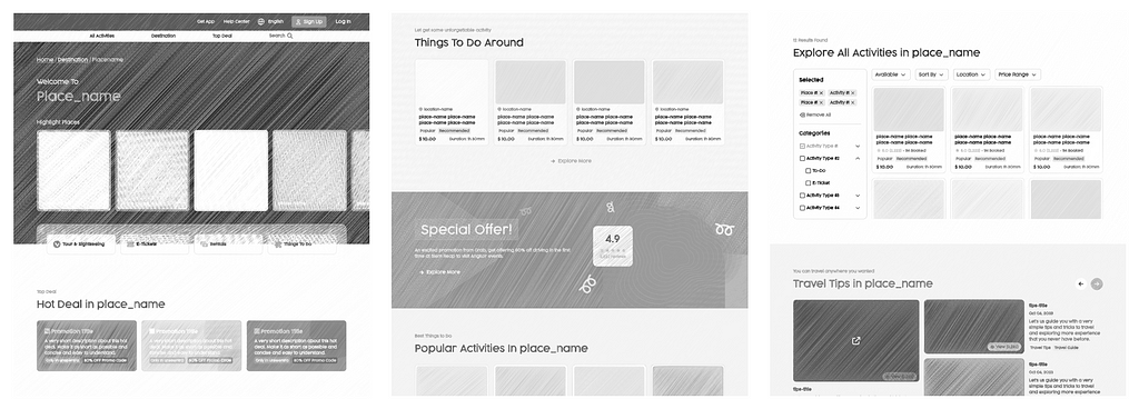 Sketching Wireframes for the Website
