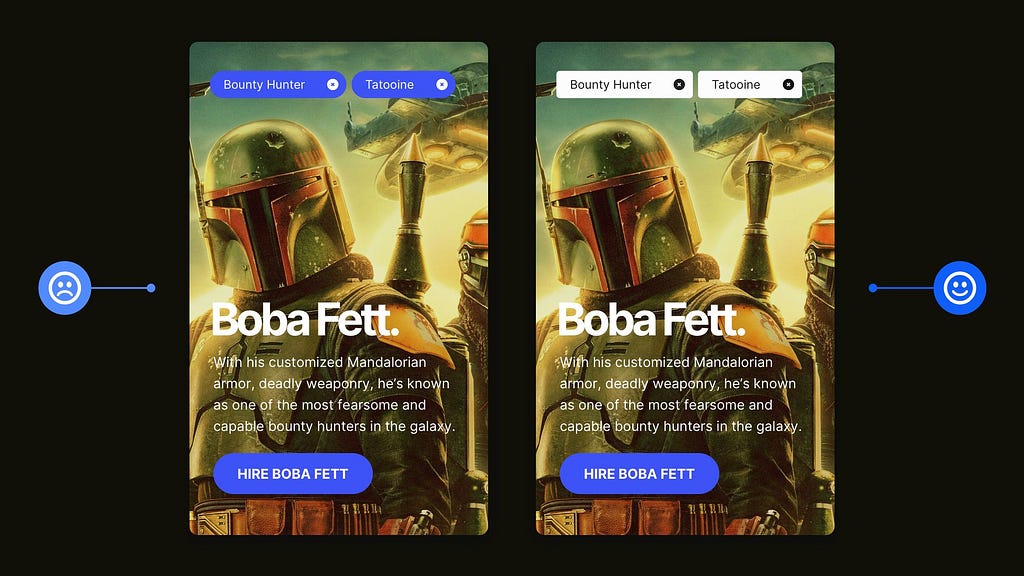 Two design examples. One with a call to action button on its own, and the other with a call to action plus a small message below it