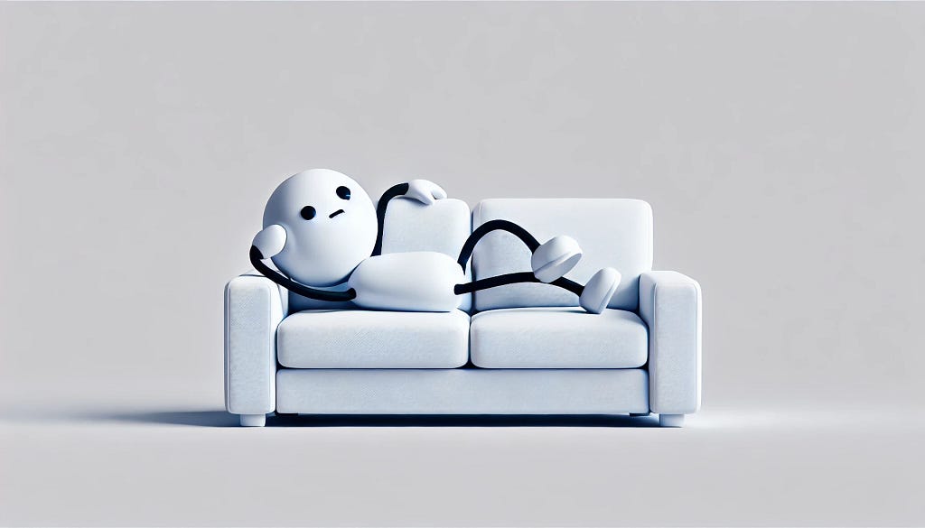 A cartoon character just laying down on sofa