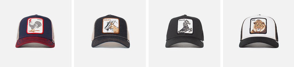 Goorin Brothers lineup of trucker hats.