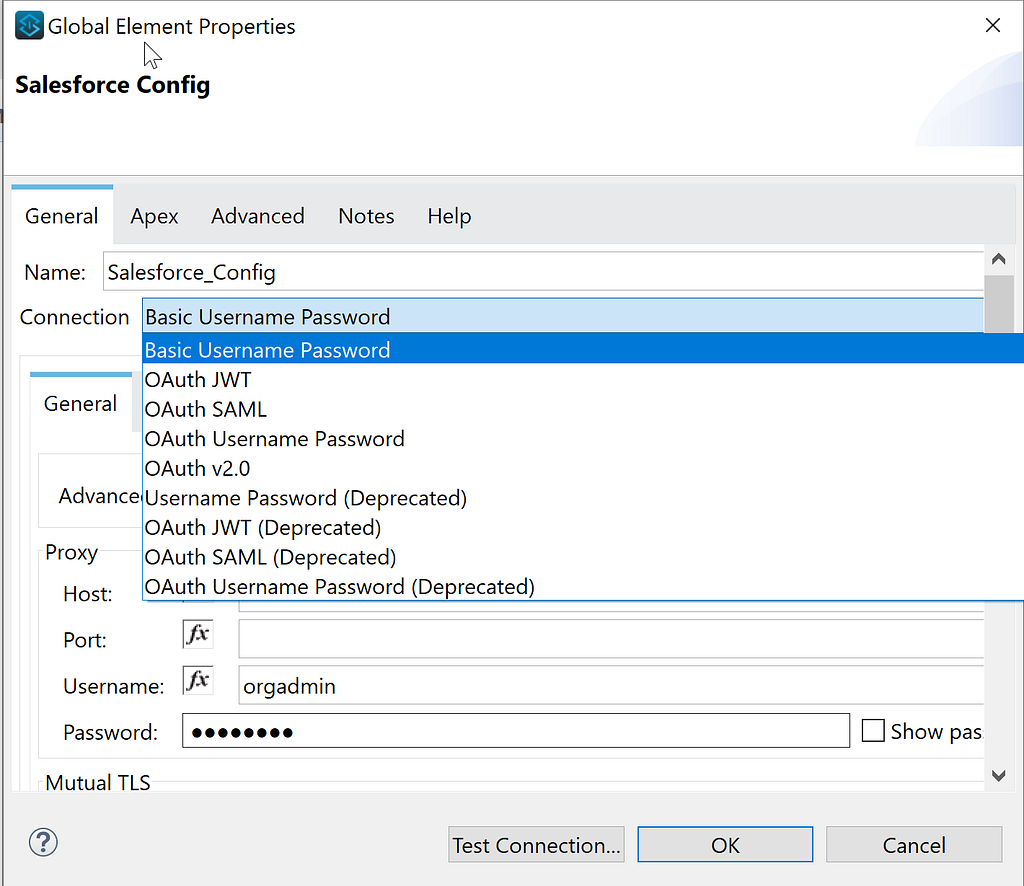 Salesforce Connector Authentication Options