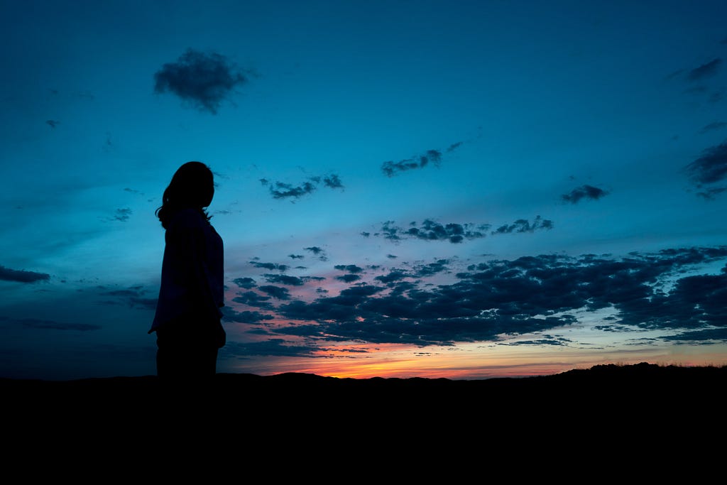 Woman’s silhouette at the dawn