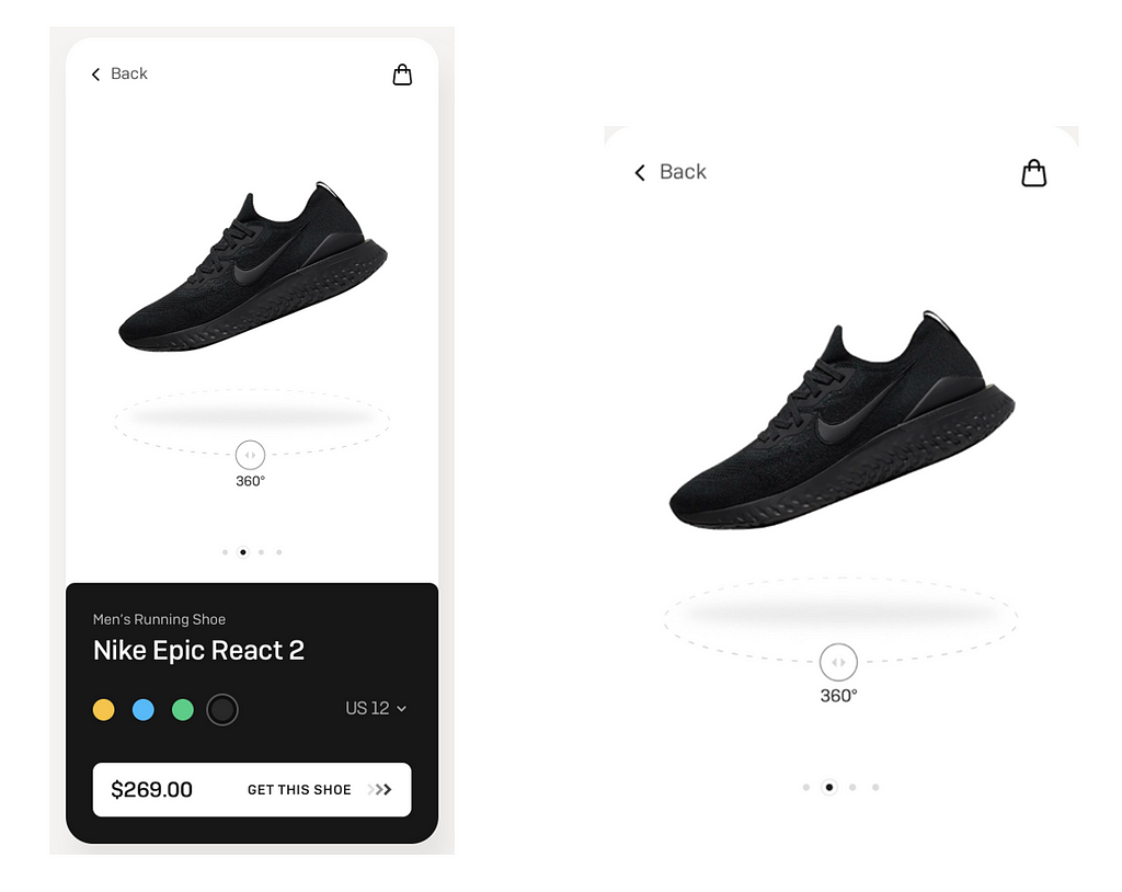 Figür 2: 360 Derece Açıyla İncelenebilen Ürün Görseli — E commerce app by Asish Sunny on Dribbble