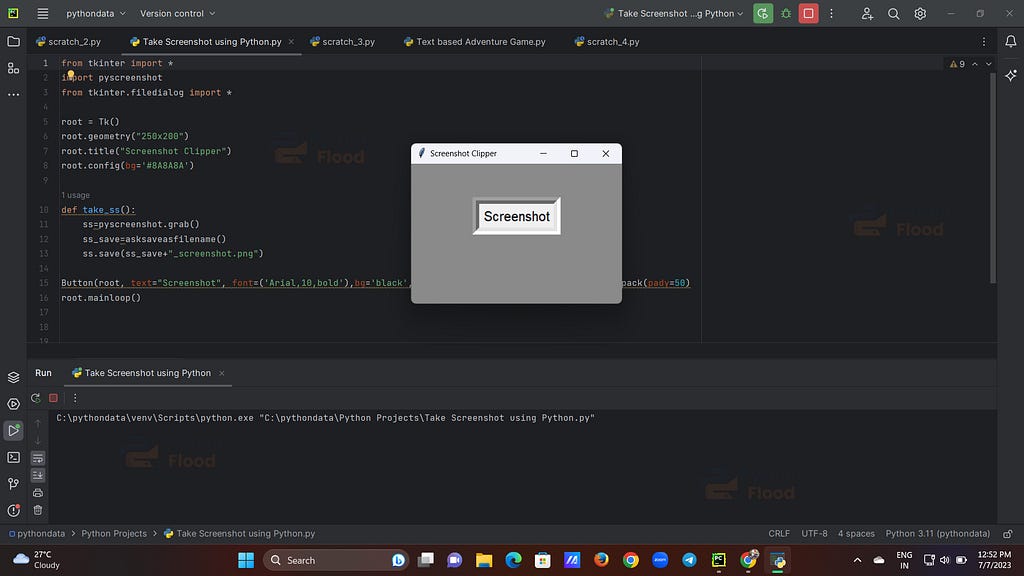 Python Take Screenshot Project Output