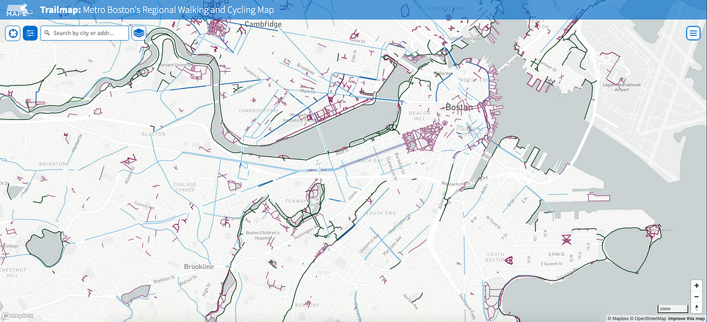 Screencap of Trailmap showing trails in Boston