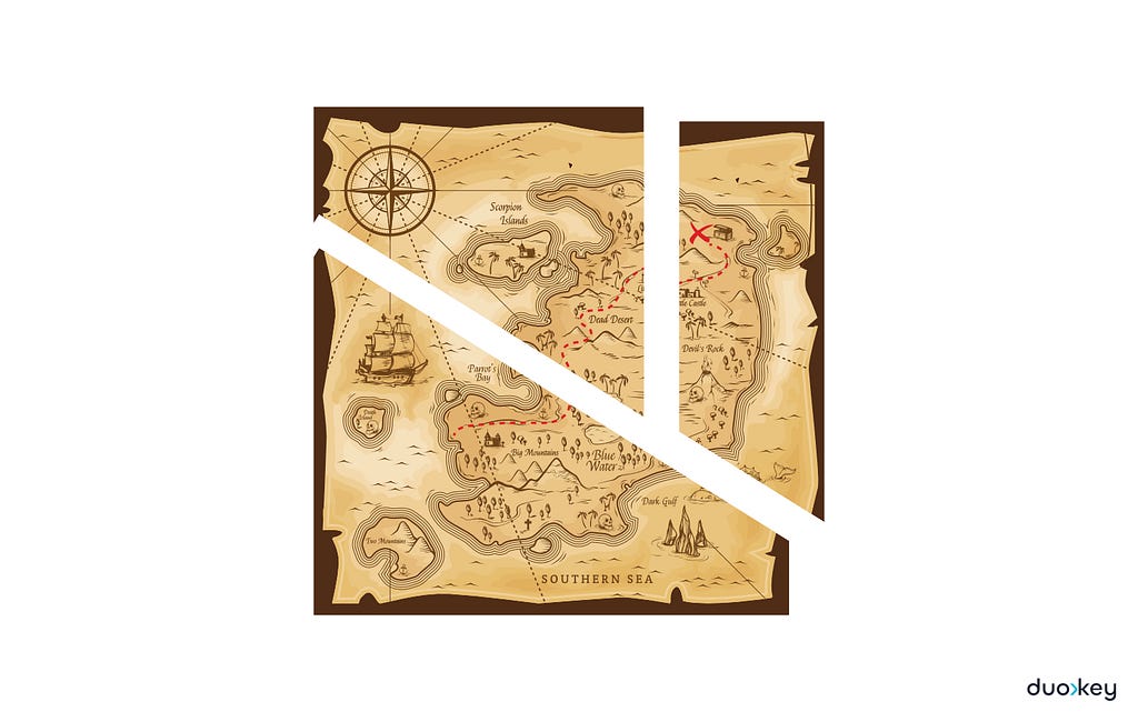 Treasure map: metaphor for MPC-based encryption key generation by Duokey