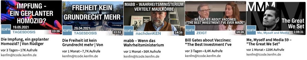 Screenshot of PeerTube videos by KenFM