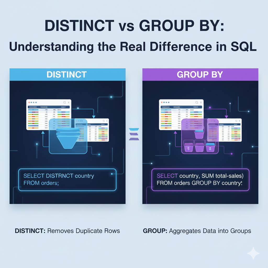 DISTINCT vs GROUP BY:  Understanding the Real Difference in SQL