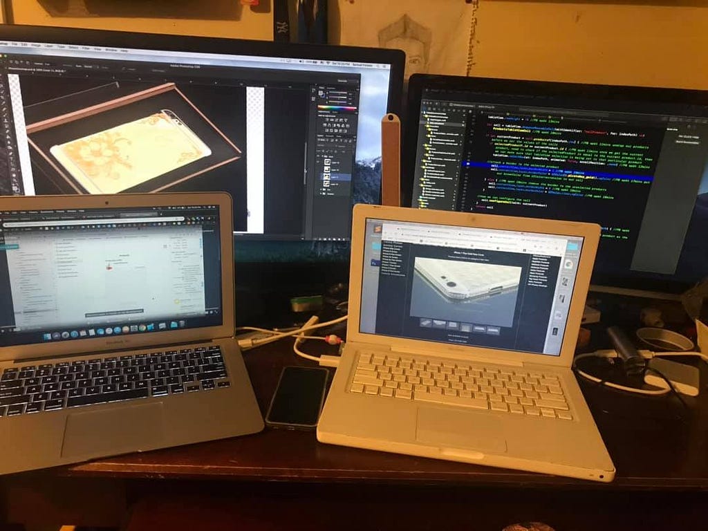 My very old 13 inch Macbook 2009 on the right bought by my older sister and 13 inch MacBook Air 2015 bought by my mom