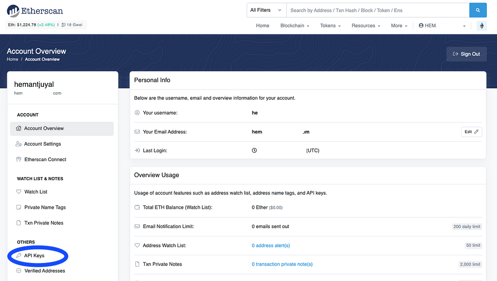 Smart Contract: Etherscan Account Overview Screen