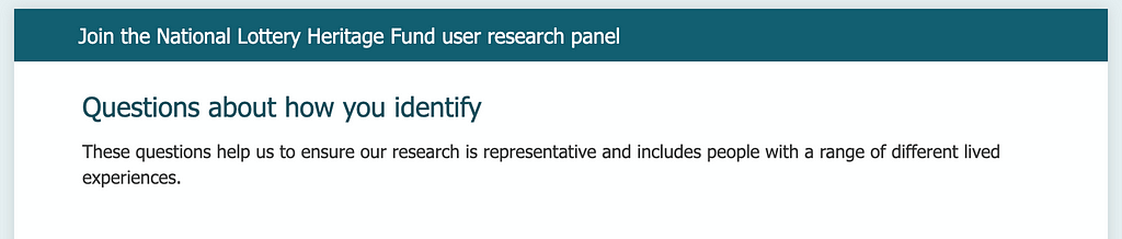 Screenshot of the form to join the panel showing the section where we ask about how people identify