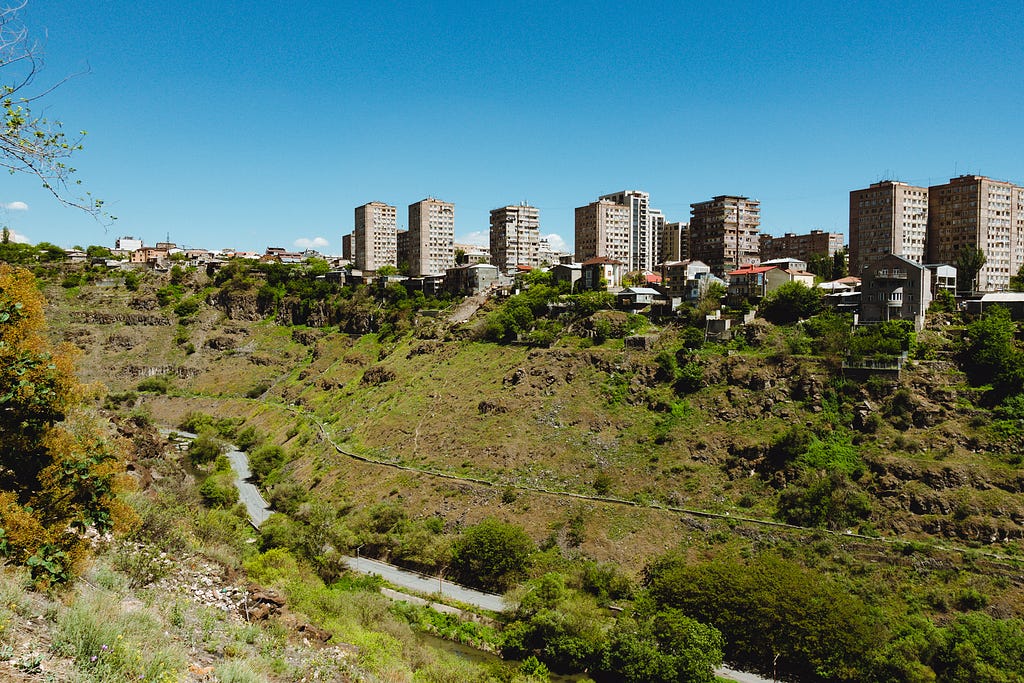 Green Hrazdan gorge in the beginning of summer