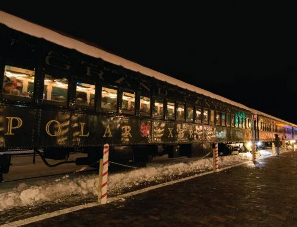 An outdoor shot of the Polar Express Train in Williams, Arizona.