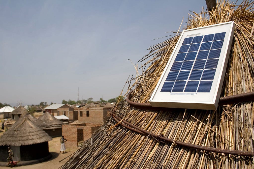 solar panel on thatched roof