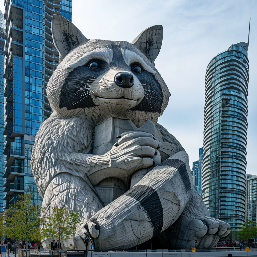 A giant racoon sculpture in Toronto