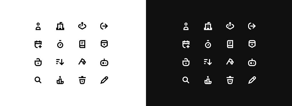 UI icons in light and dark modes