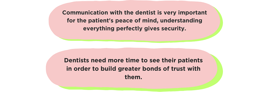 Communication with the dentist is very important for the patient’s peace of mind, understanding everything perfectly gives security; and dentists need more time to care for their patients in order to create greater bonds of trust with them.