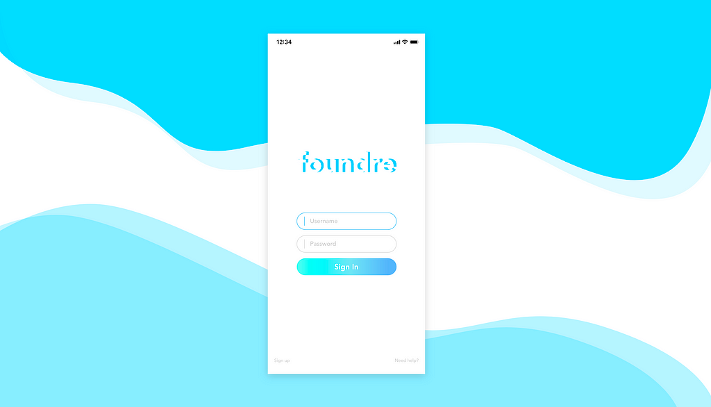 foundre’s sign in page floats on a background of blue clouds.
