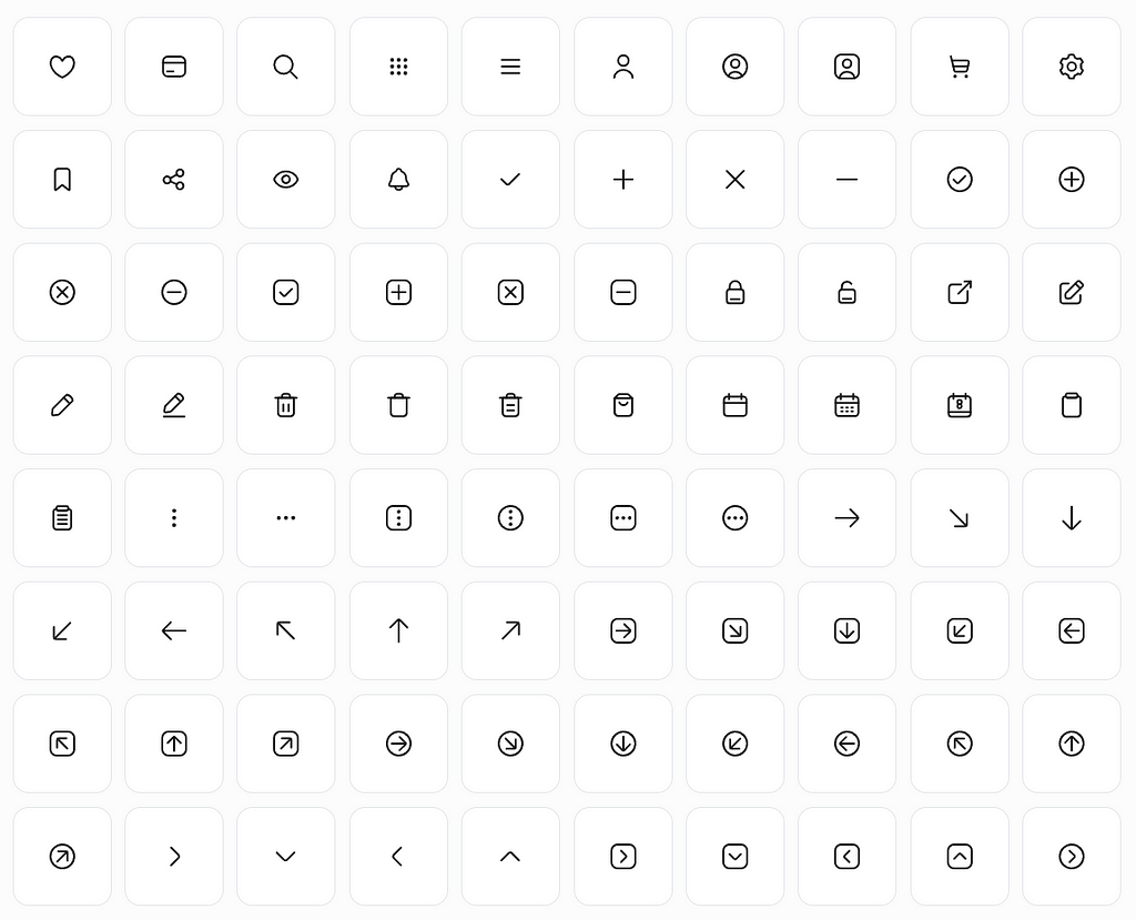 Icons in a large grid