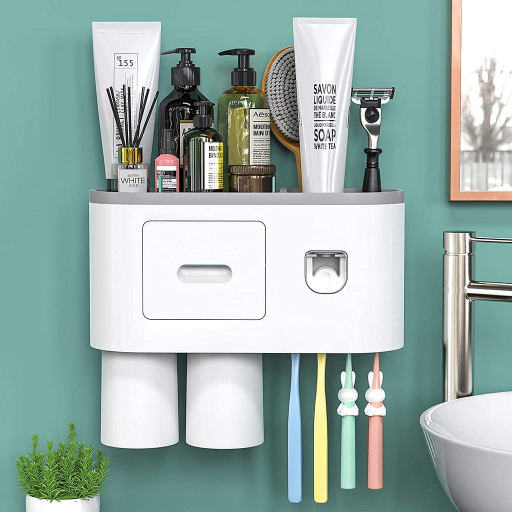 Upgrade Your Bathroom Organization with the LXOICE Wall Mounted Toothbrush Holder Stand with Toothpaste Dispenser]