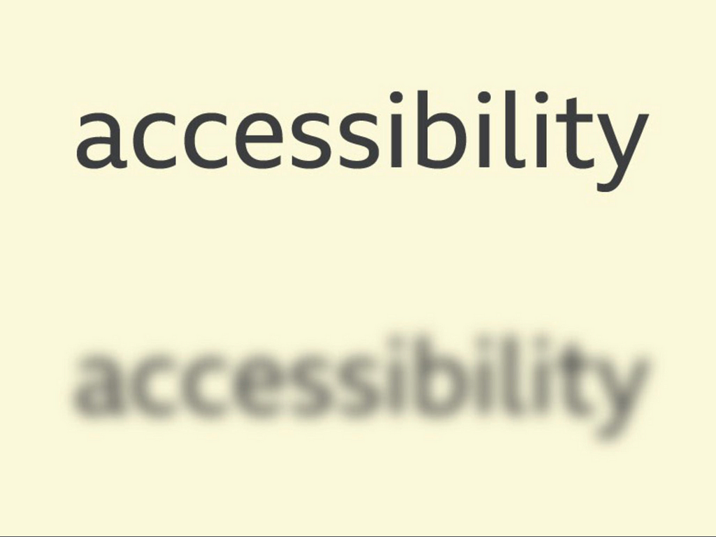 The word Accessibility written twice, one in and once out of focus