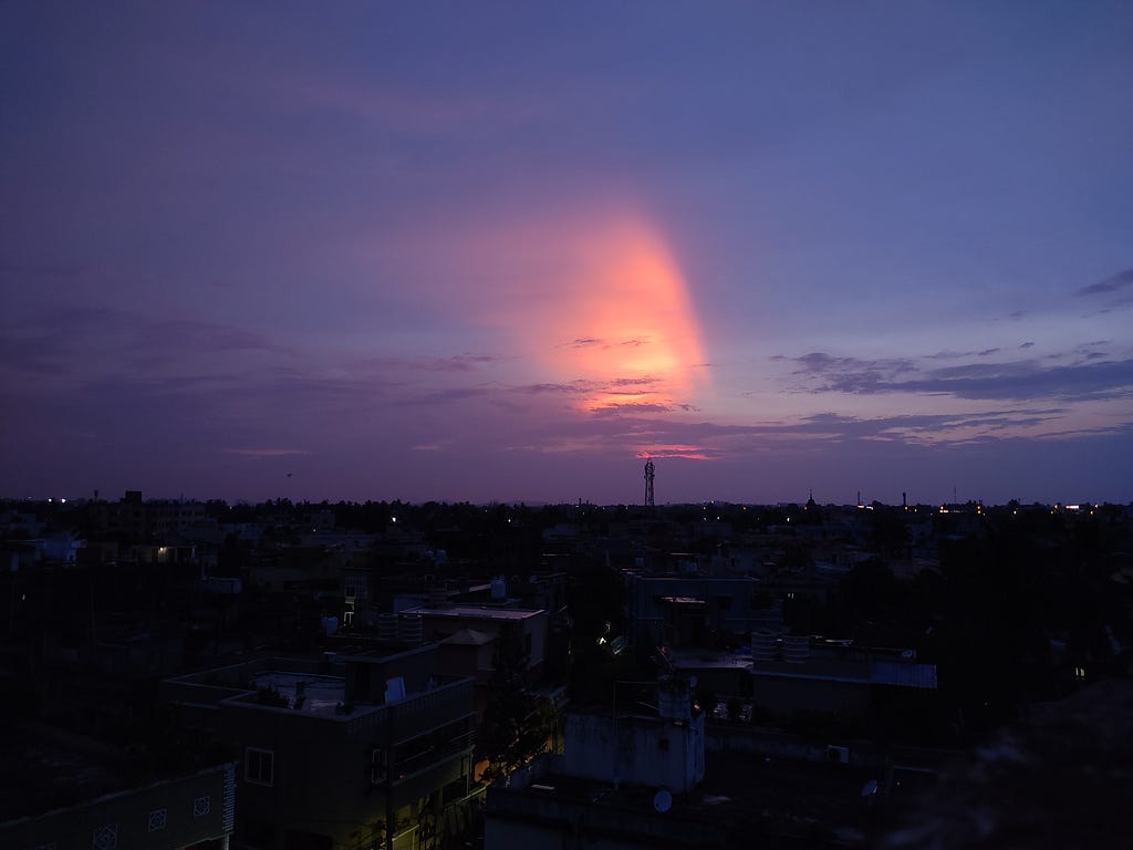 The Bhubaneswar skyline at twilight — a click by the author