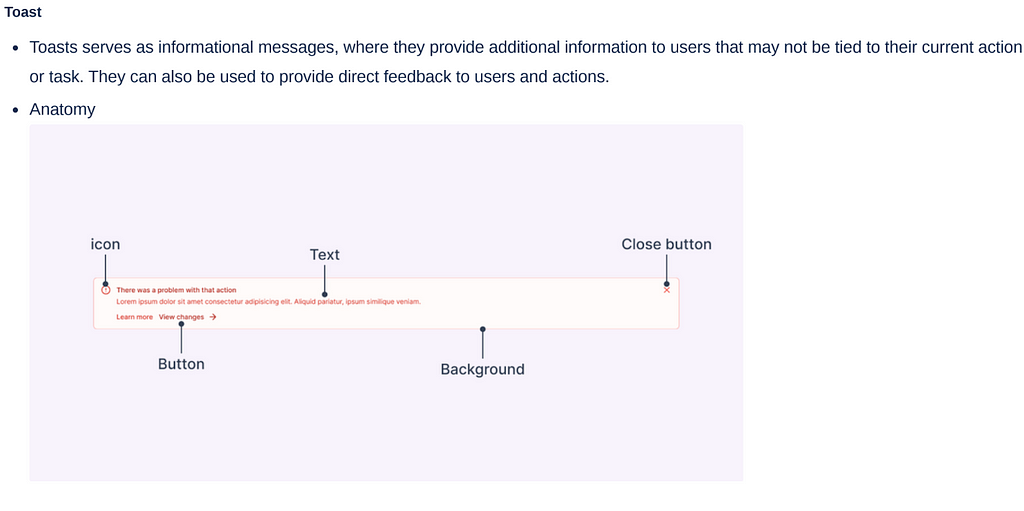 Toast component design guideline