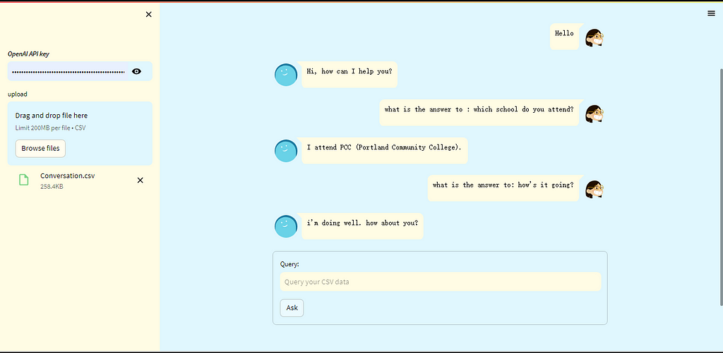 Chatbot screenshot