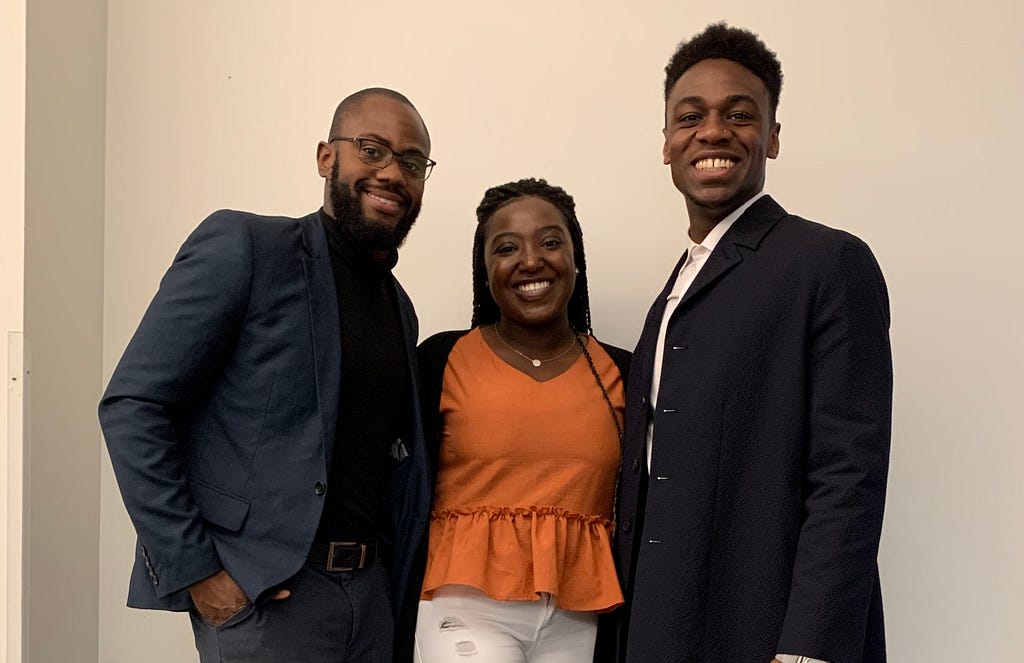 Zee Edwin, Barbara Kufiadan, and Joel Carter at the LBJ School of Public Affairs (left to right)