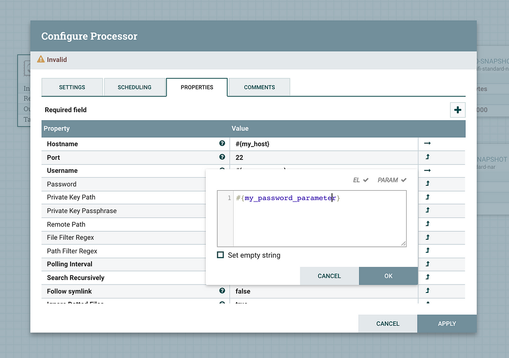 configuring processor properties screenshot