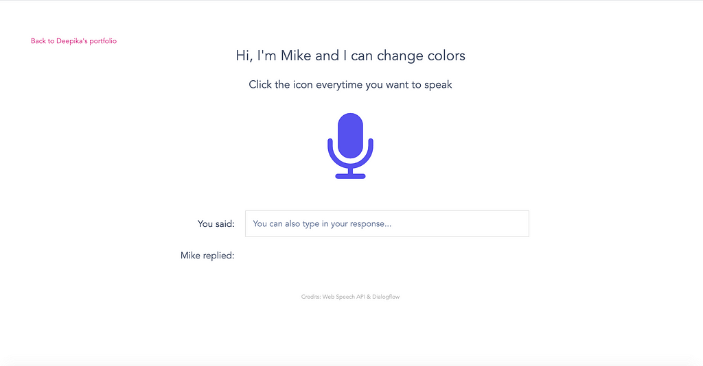 A screenshot of web interface showing my personal assistant Mike