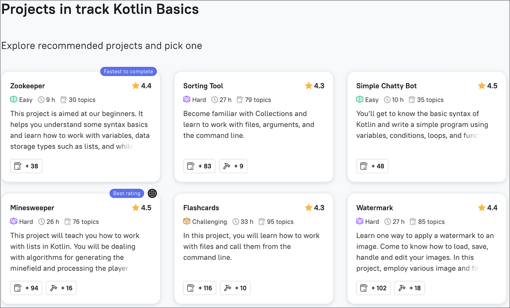 Kotlin Basics Track Projects