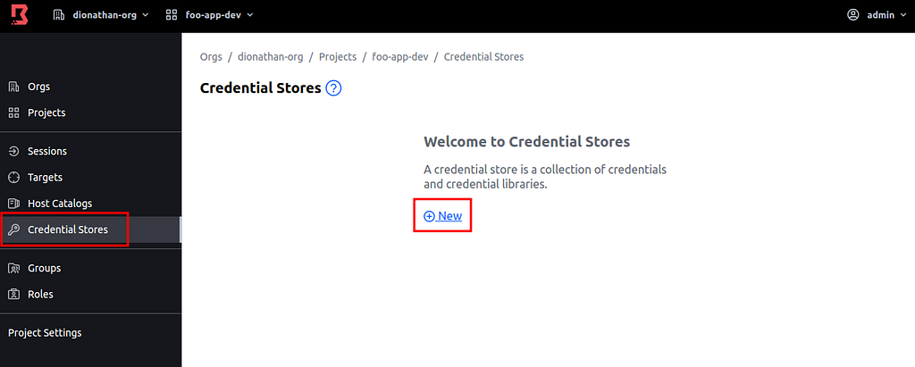 Criando Credential Store