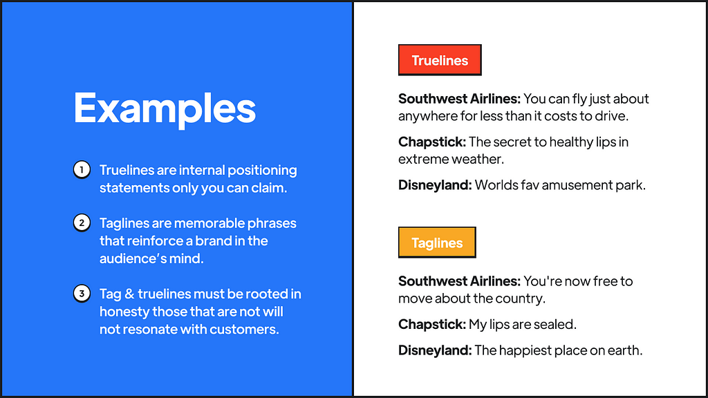 True Line and Tagline Examples