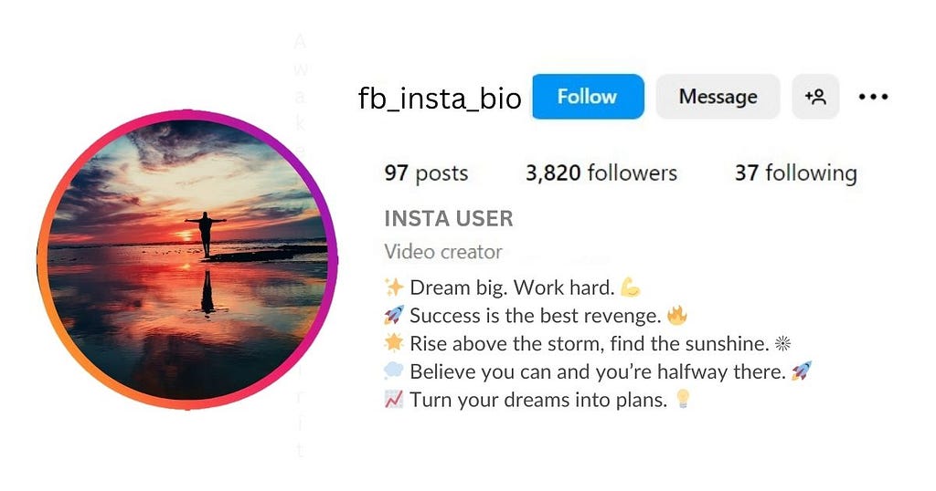 Short Motivational Bio for Instagram is visible in this image.