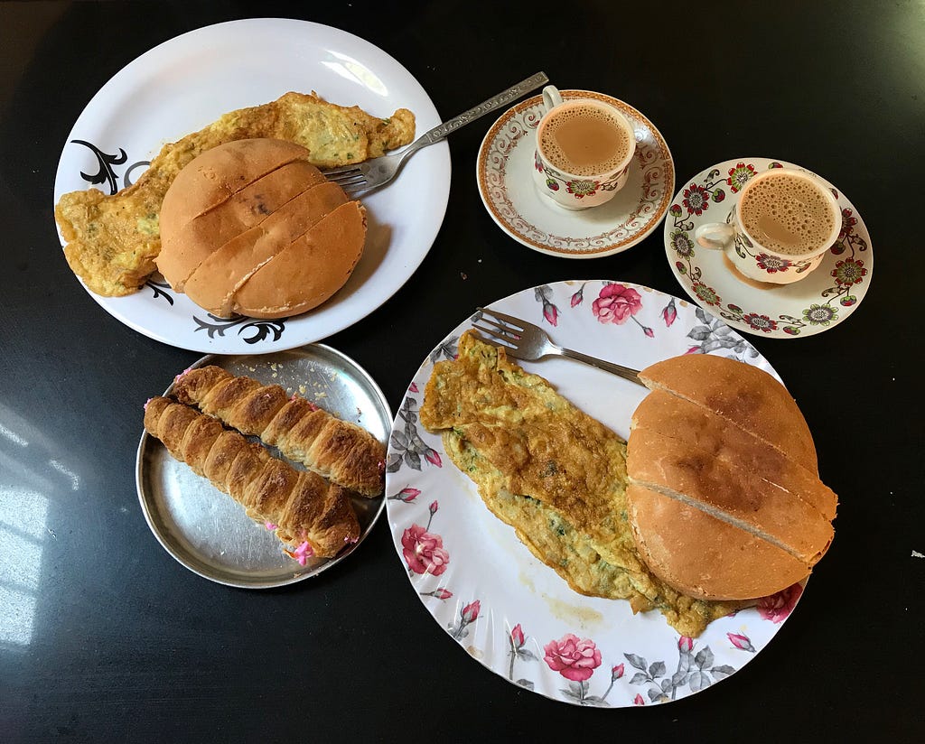 Our breakfast at one of the Parsi cafes, Panchgani