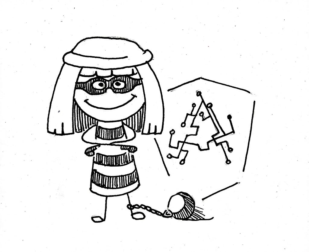 criminal girl with Angular logo