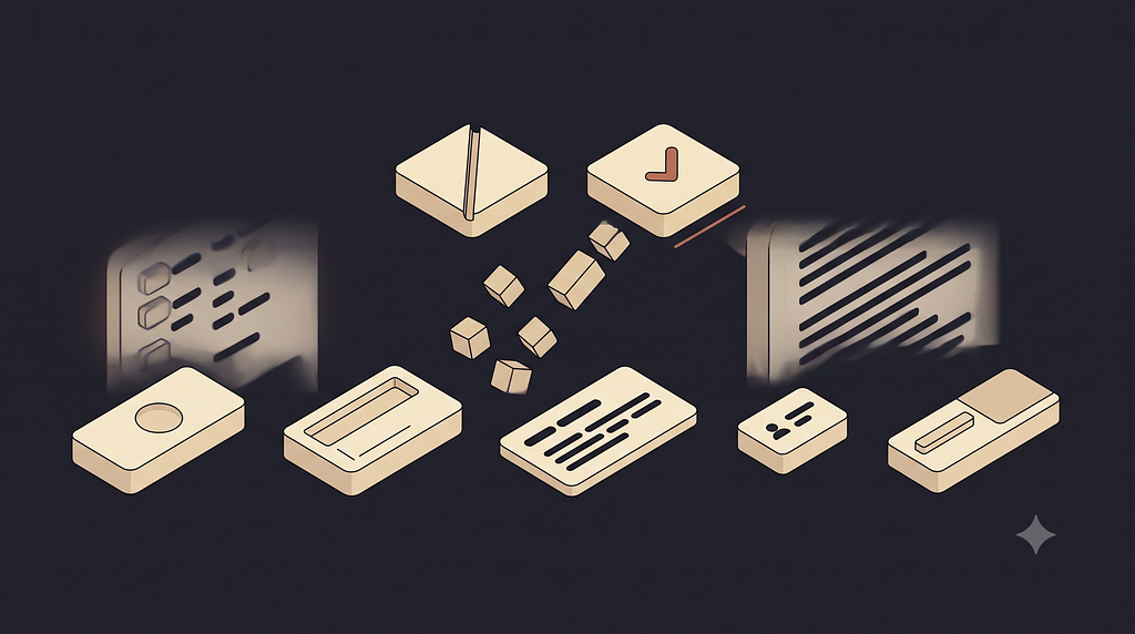 One name struck through, one endorsed — components drawn from the shared vocabulary every tool already knows.