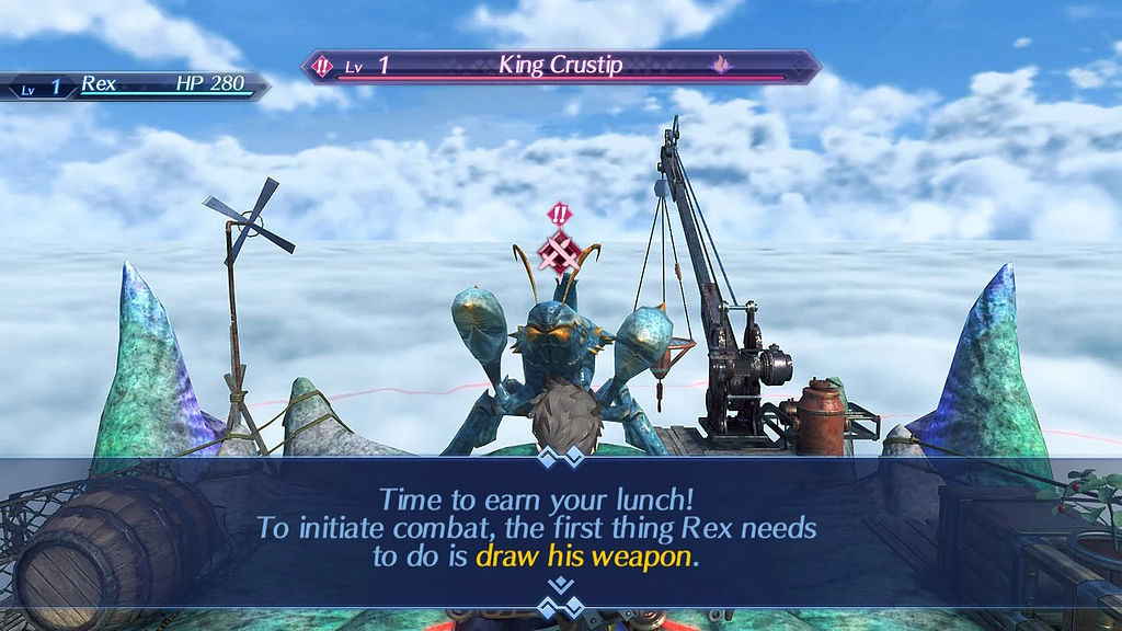Xenoblade Chronicles 2 explaining how to draw your weapon
